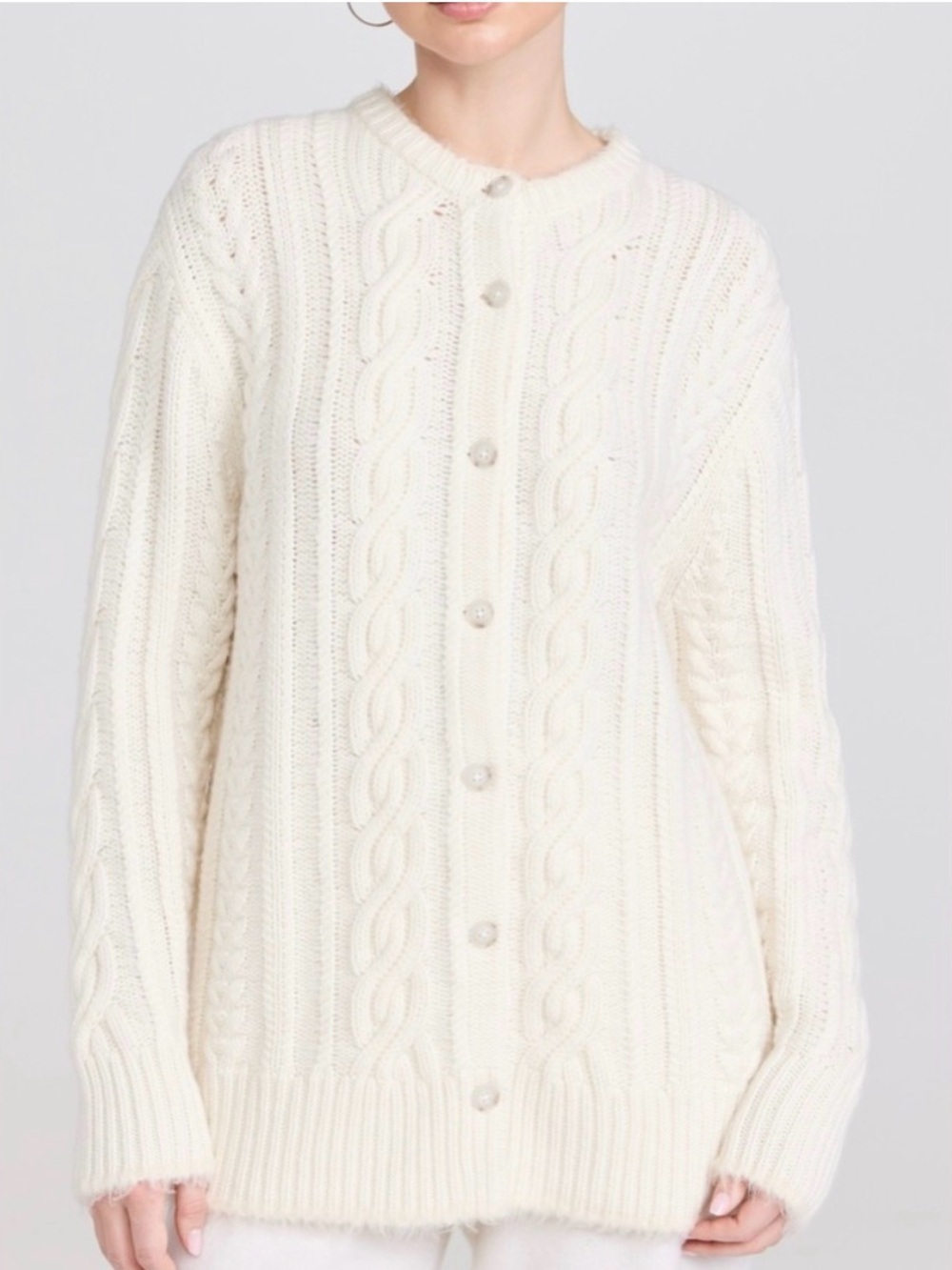 Guest in Residence Rossella cable Cardigan Sweater - Ivory